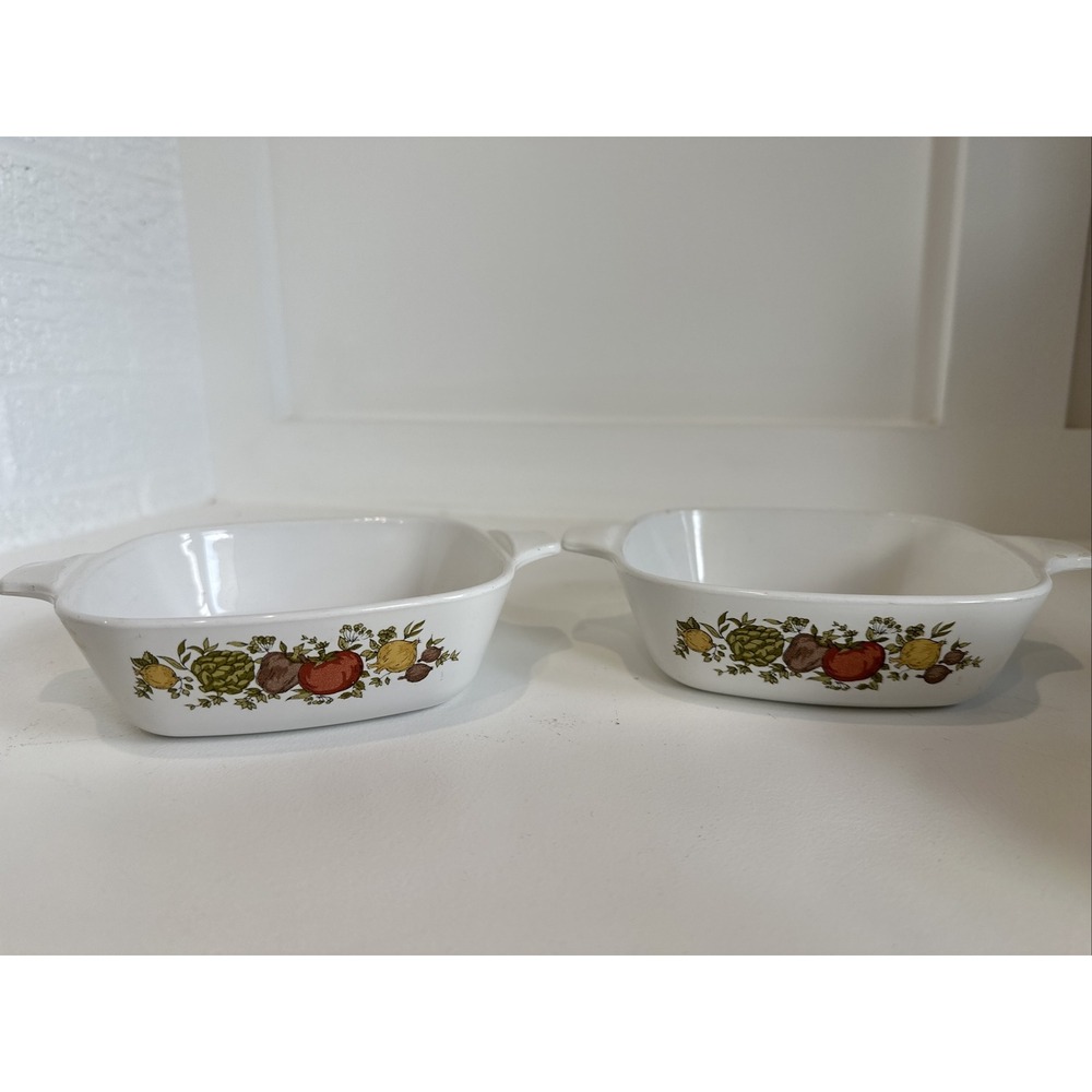 2 Vintage Corning Ware Casserole Famous Pattern Spice of‎ Life P 41-B 1 3/4 C